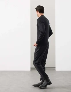Mercerised Cotton Geometric Half Zip Polo