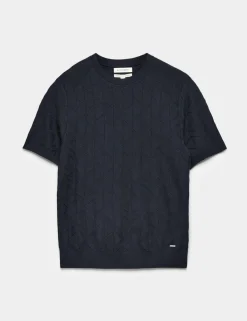 Mercerised Cotton Geometric Knitted T-shirt