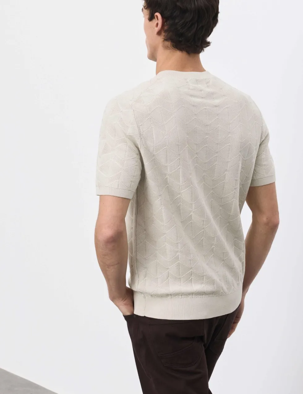Mercerised Cotton Geometric Knitted T-shirt