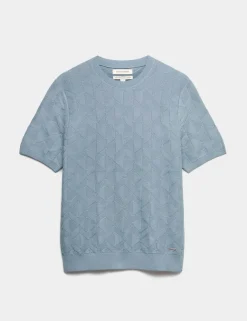 Mercerised Cotton Geometric Knitted T-shirt