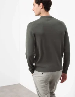 Mercerised Cotton Geometric Half Zip Polo
