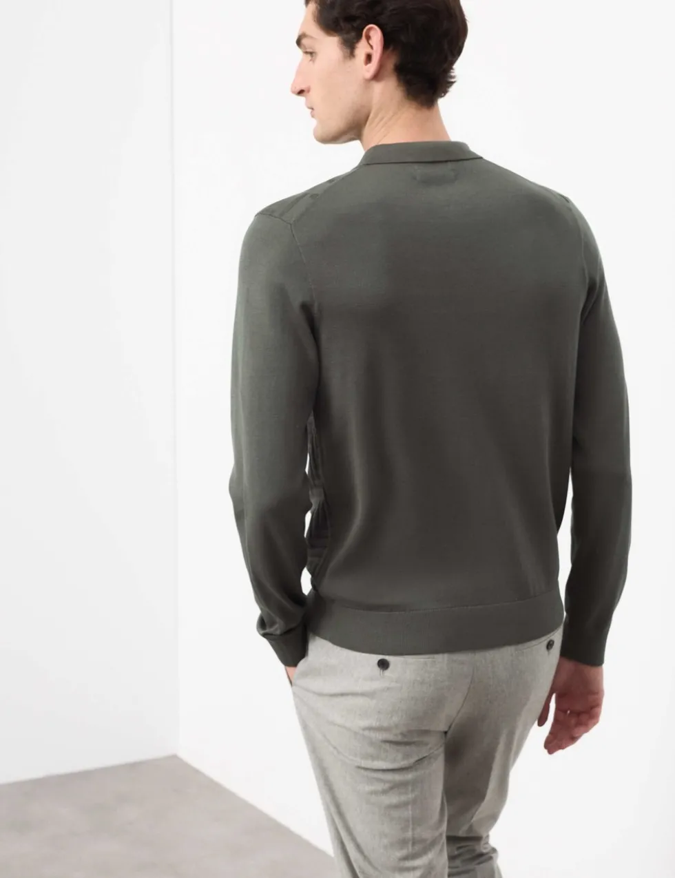 Mercerised Cotton Geometric Half Zip Polo