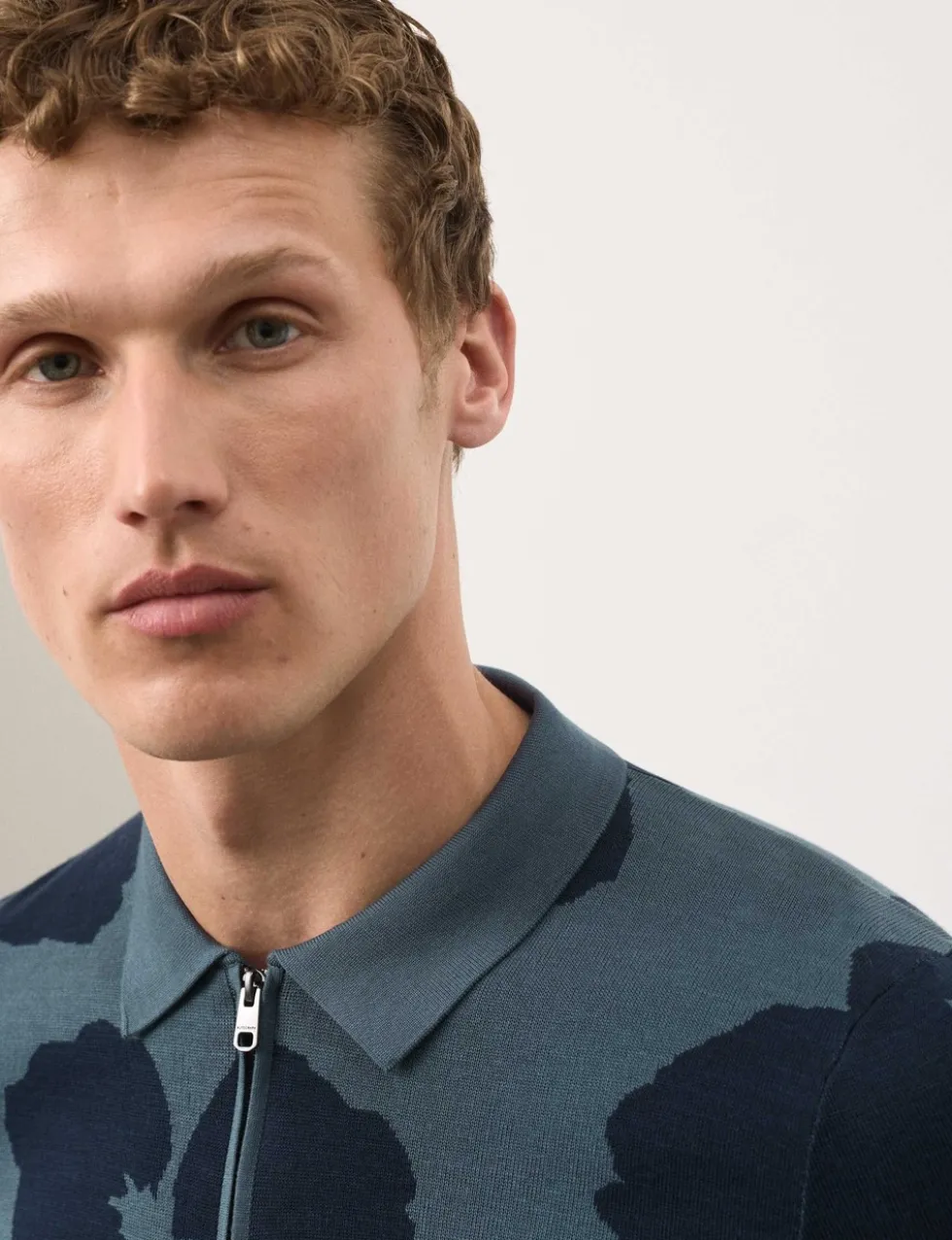 Mercerised Cotton Half Zip Knitted Polo Shirt