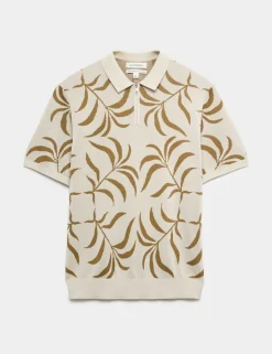 Mercerised Cotton Half Zip Knitted Polo Shirt