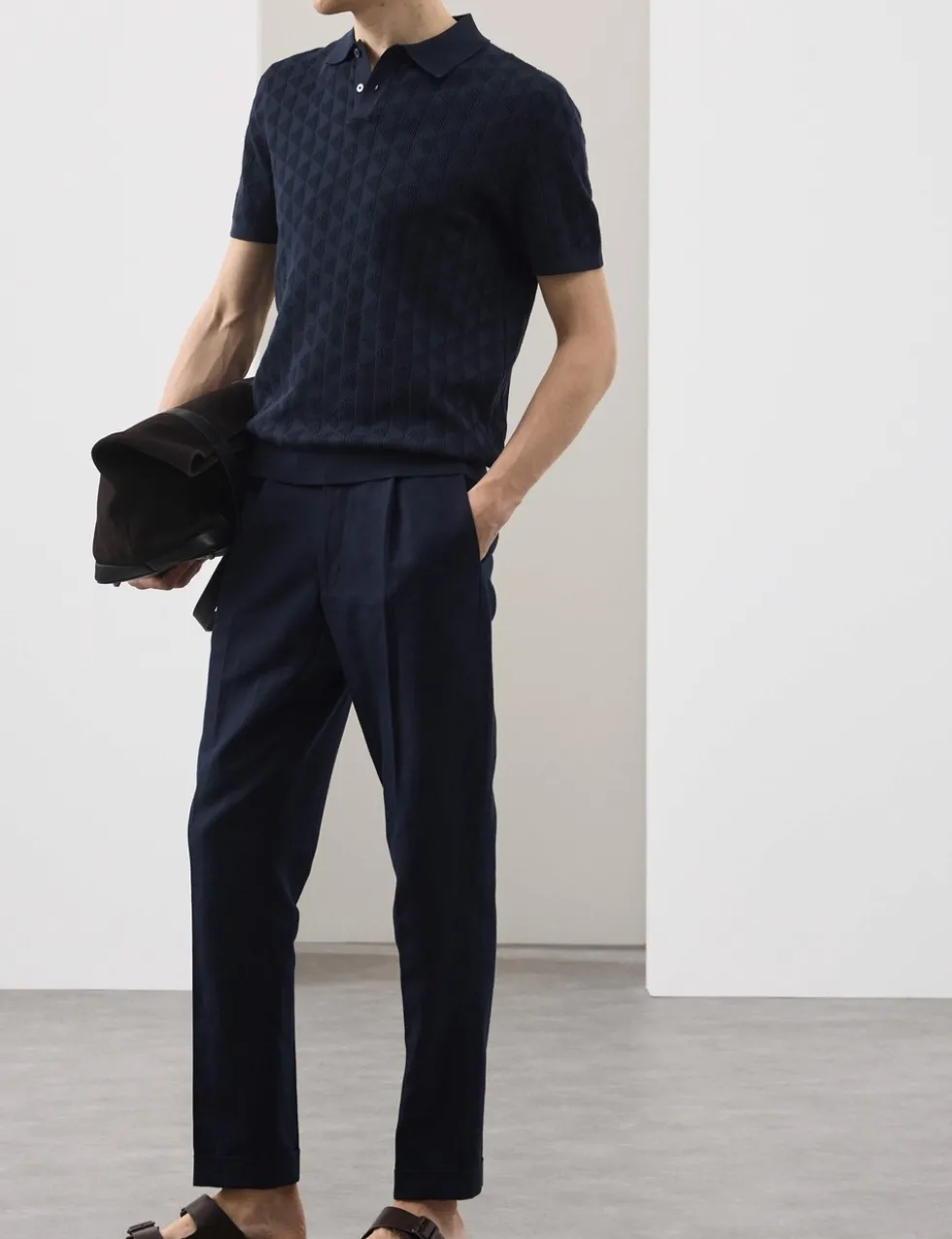 Mercerised Cotton Knitted Polo Shirt