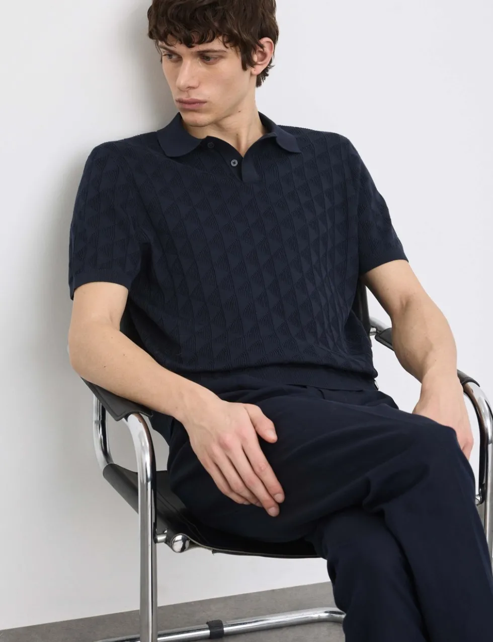 Mercerised Cotton Knitted Polo Shirt