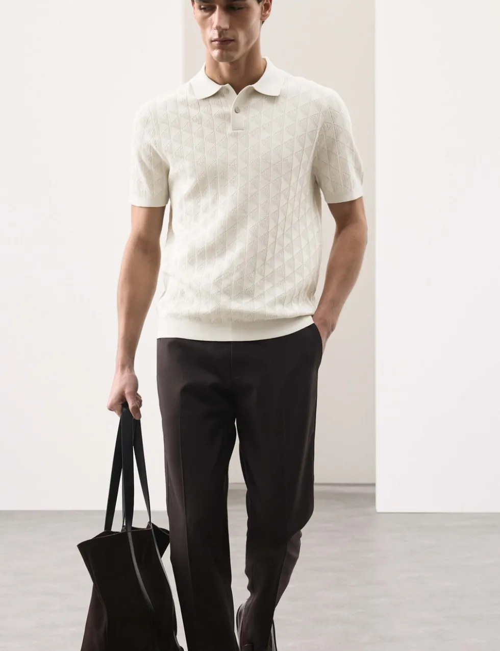 Mercerised Cotton Knitted Polo Shirt
