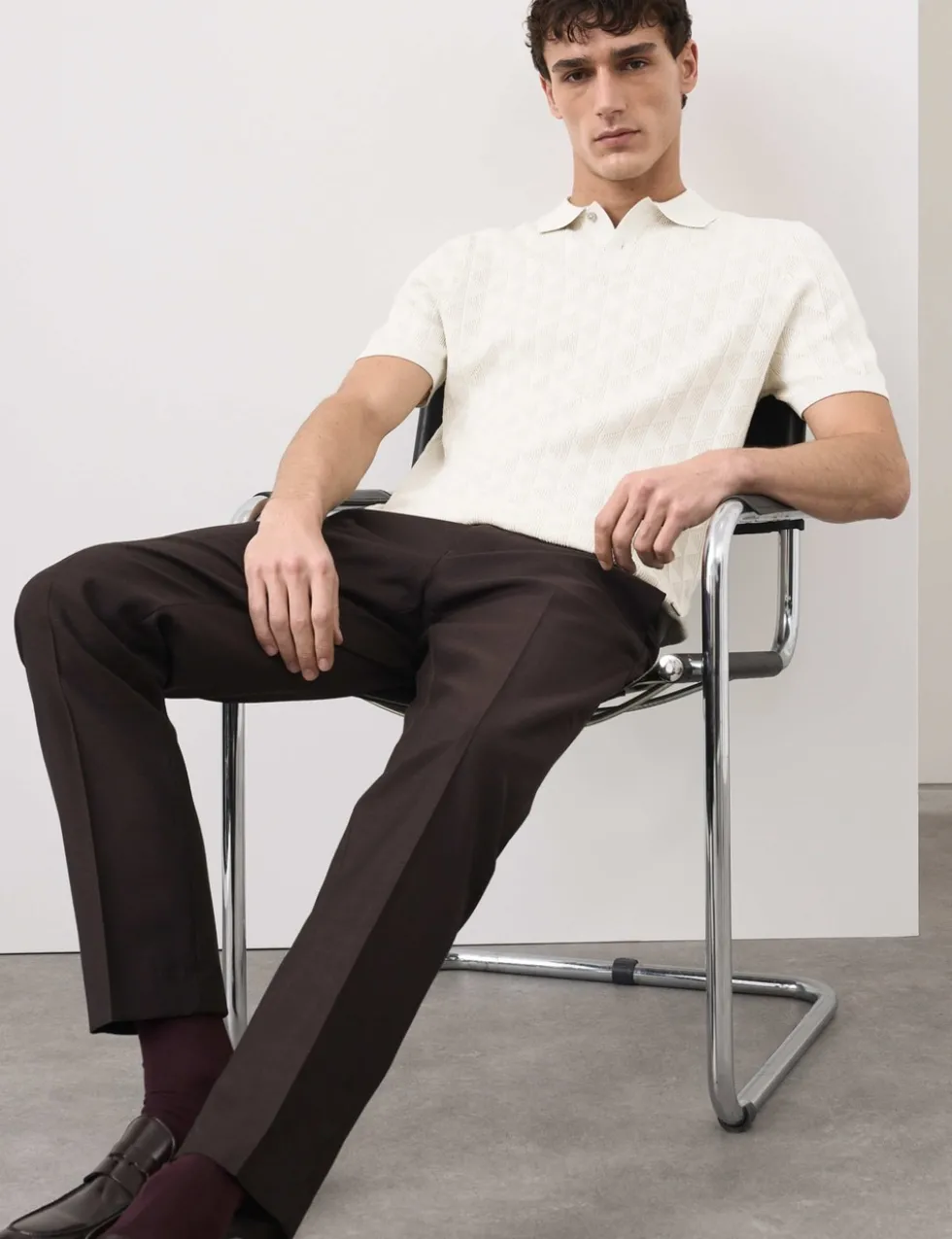 Mercerised Cotton Knitted Polo Shirt