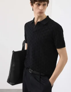 Mercerised Cotton Knitted Polo Shirt