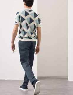 Mercerised Cotton Open Neck Knitted Polo Shirt