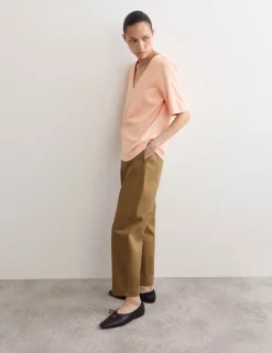 Mercerised Cotton V-Neck Boxy T-shirt