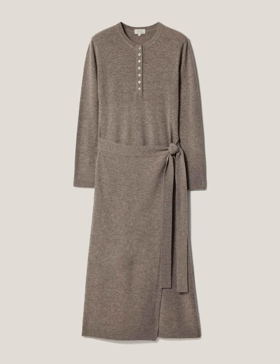 Merino Wool Blend Midi Wrap Dress