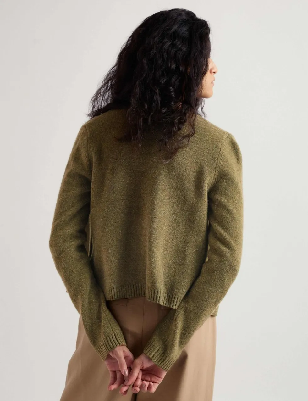Merino Wool Rich Crew Neck Cardigan