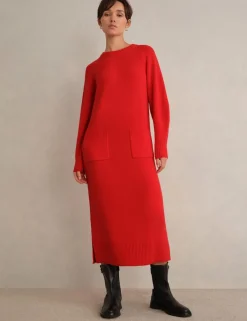 Merino Wool Rich Knitted Midi Jumper Dress