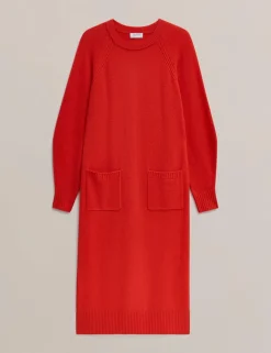 Merino Wool Rich Knitted Midi Jumper Dress