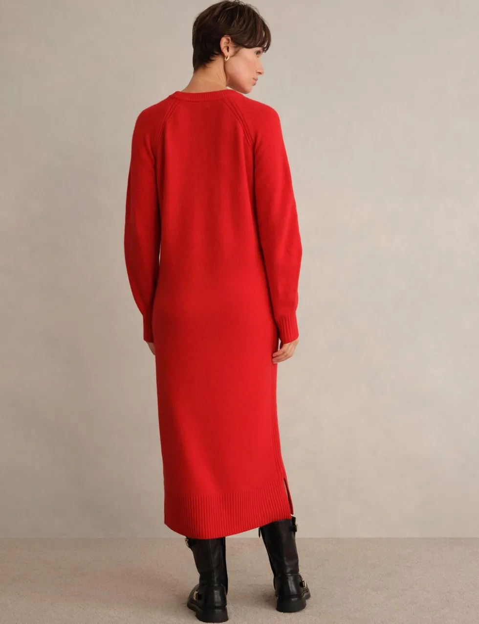 Merino Wool Rich Knitted Midi Jumper Dress