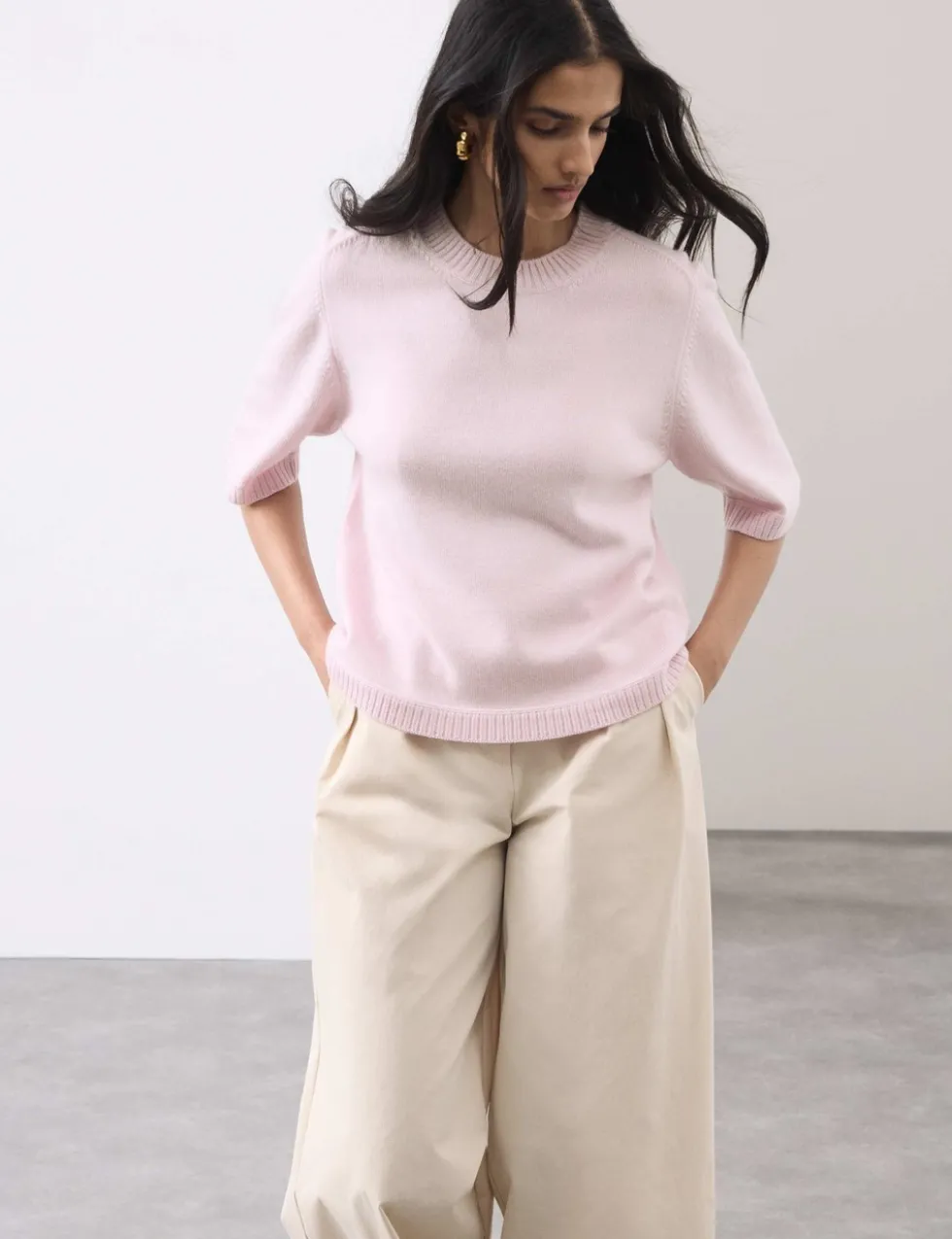 Merino Wool Rich Knitted Top with Cashmere