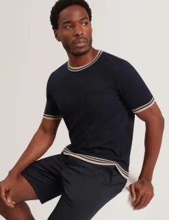 Merino Wool Rich Tipped Crew Neck T-Shirt