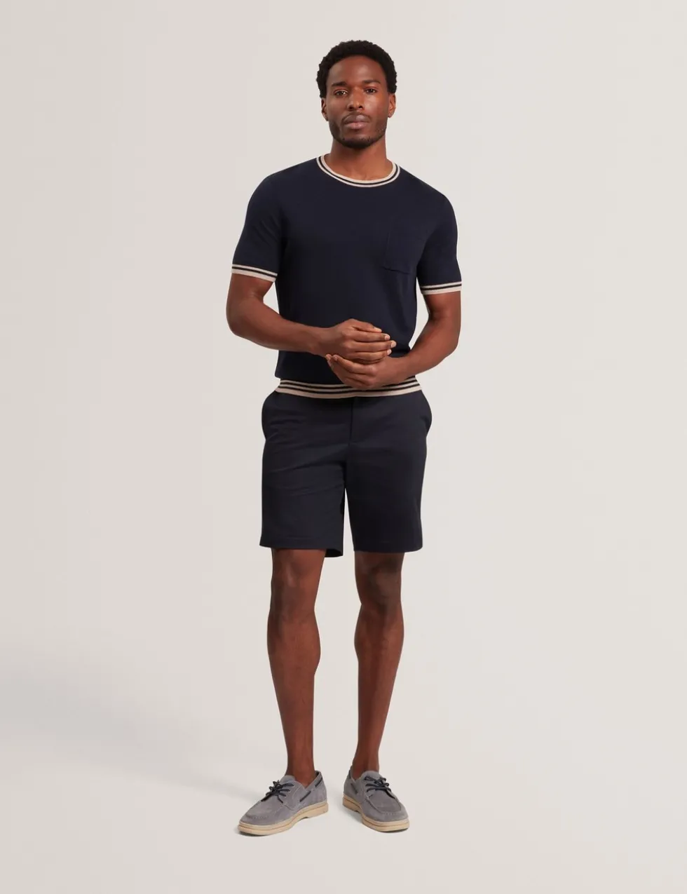 Merino Wool Rich Tipped Crew Neck T-Shirt