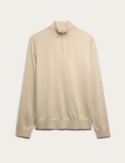 Merino Wool with Silk Half Zip Jumper