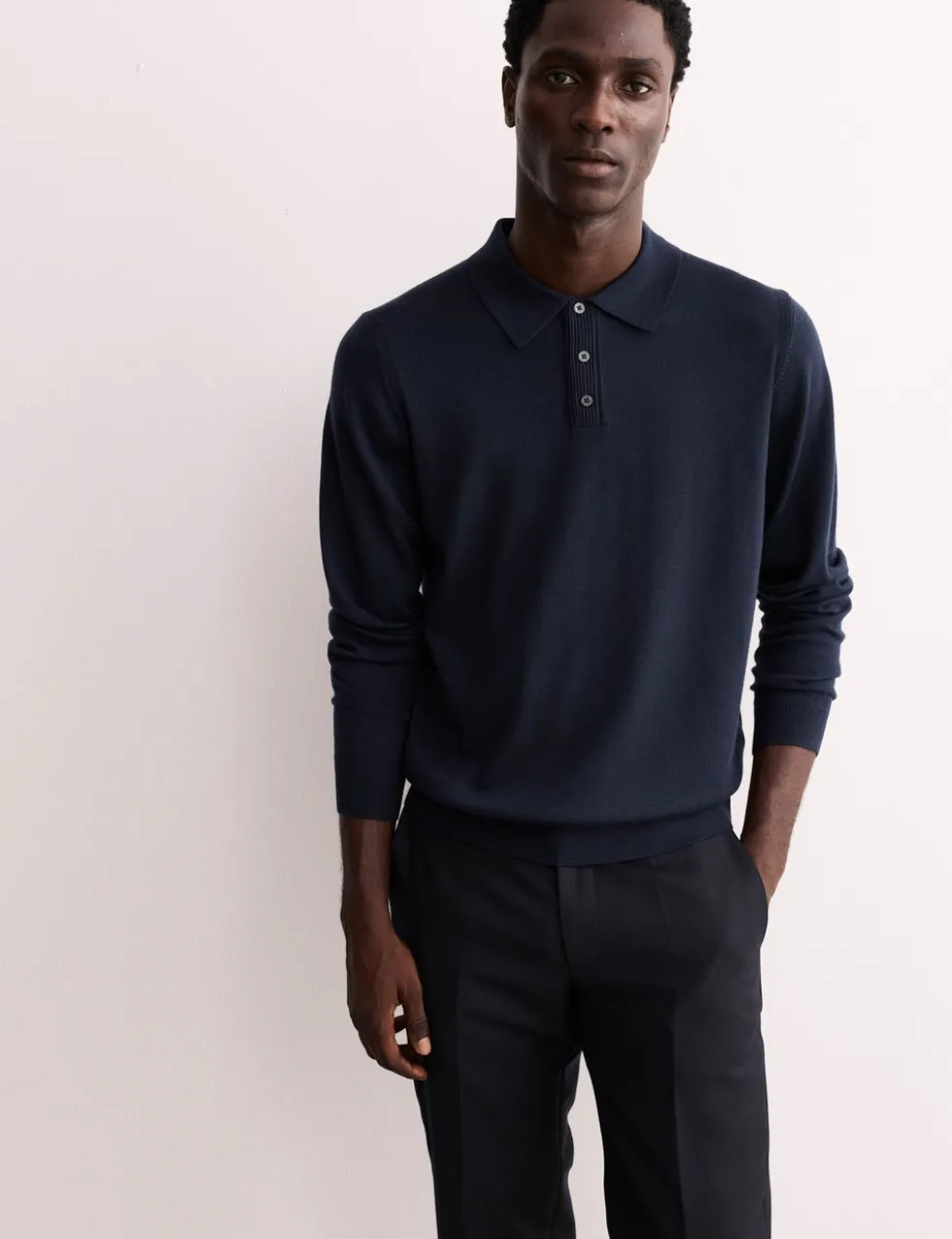 Merino Wool with Silk Knitted Polo Shirt