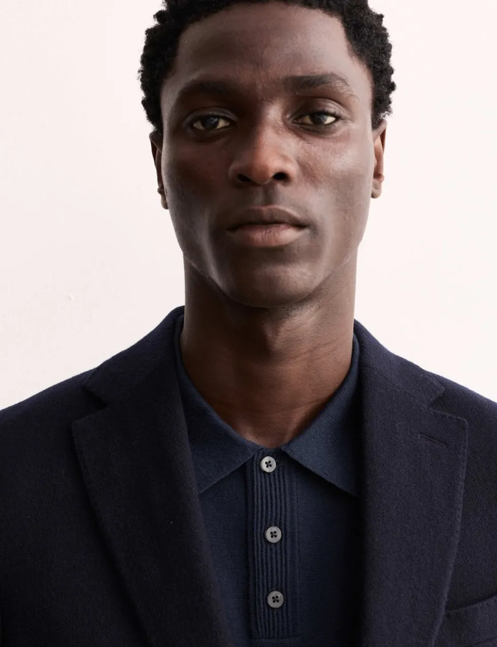 Merino Wool with Silk Knitted Polo Shirt