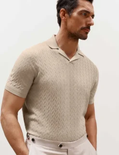 Merino Wool with Silk Knitted Polo Shirt