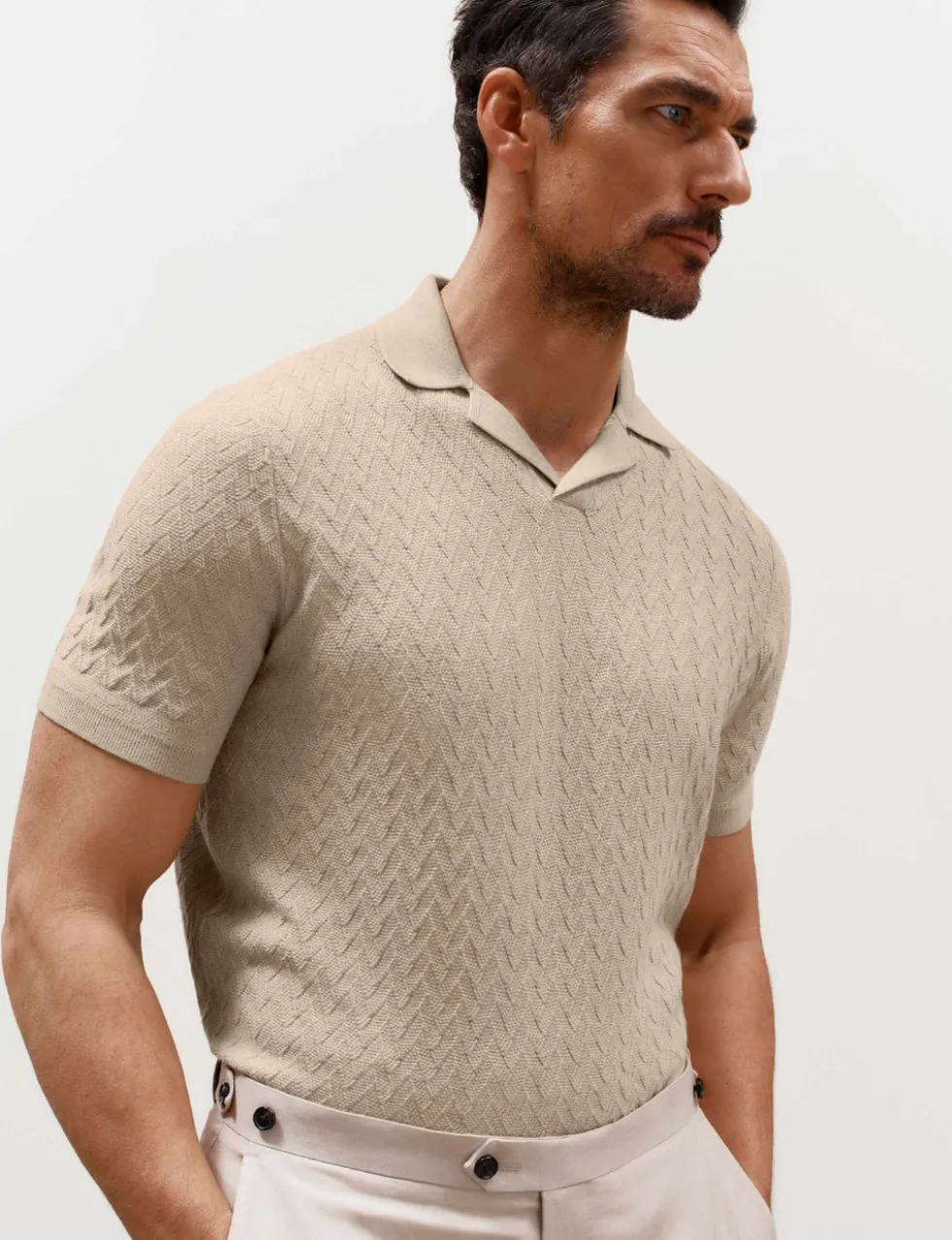 Merino Wool with Silk Knitted Polo Shirt