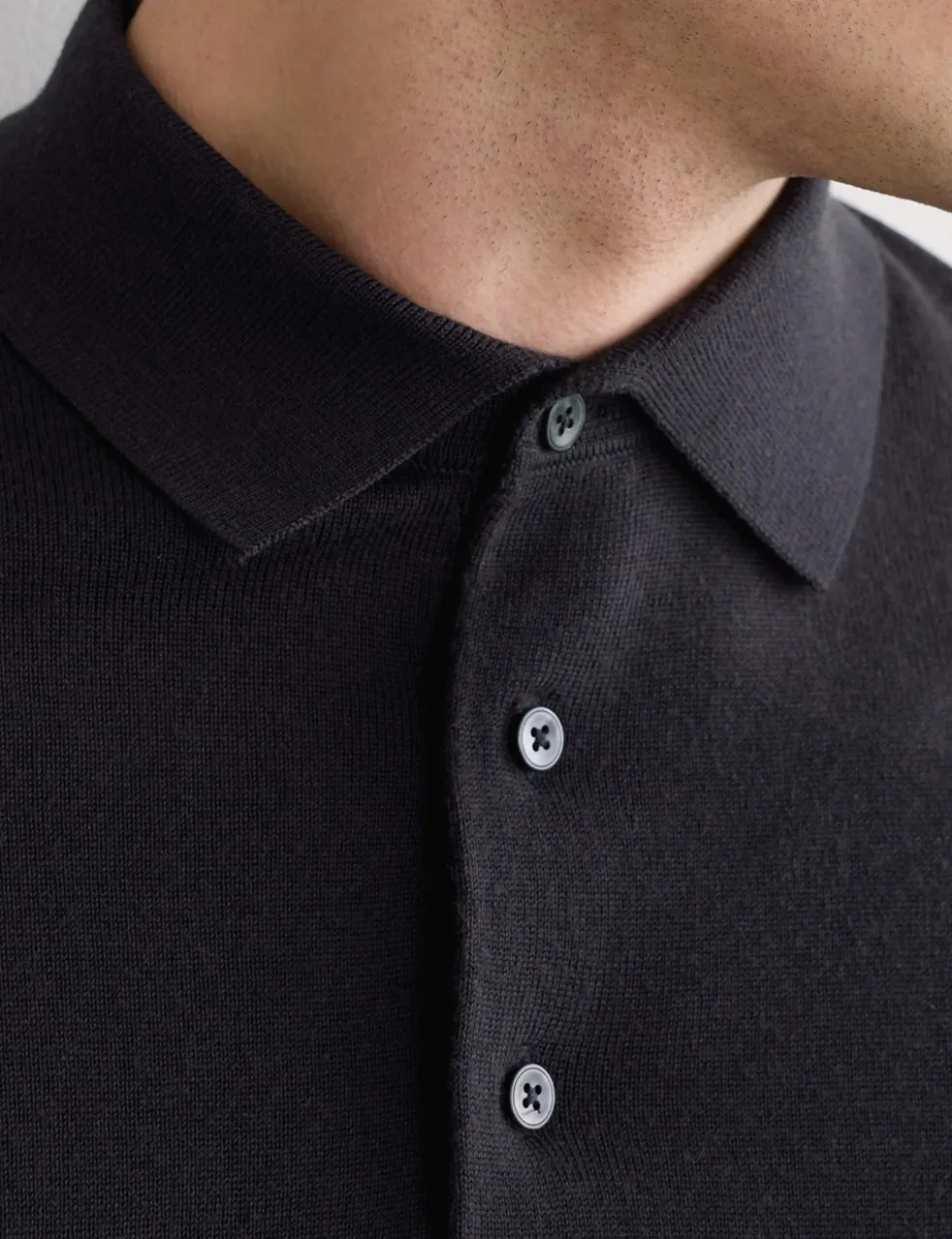 Merino Wool with Silk Knitted Polo Shirt