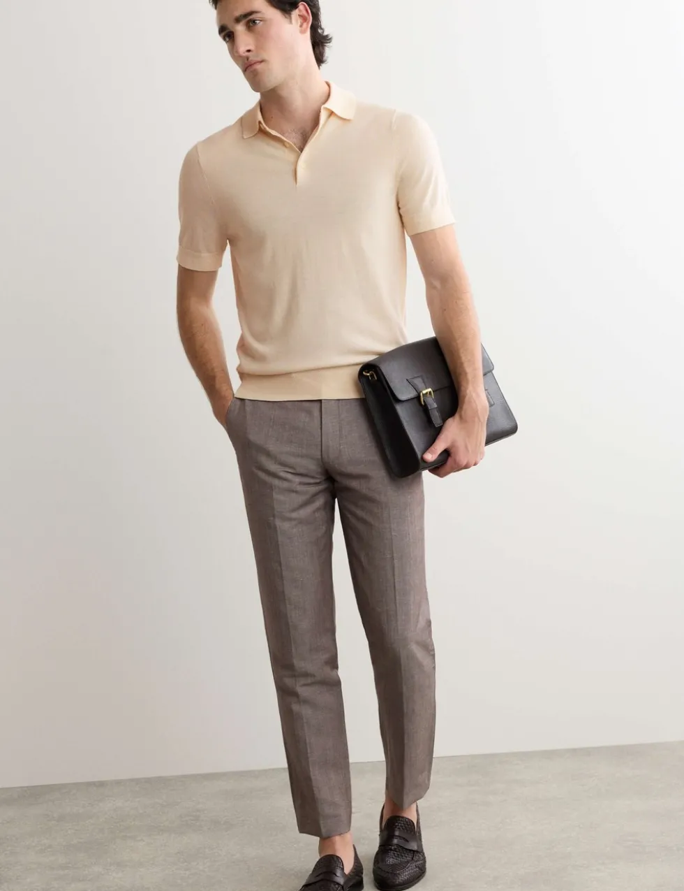 Merino Wool with Silk Knitted Polo Shirt