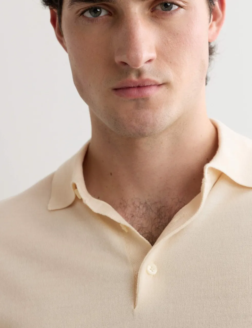 Merino Wool with Silk Knitted Polo Shirt