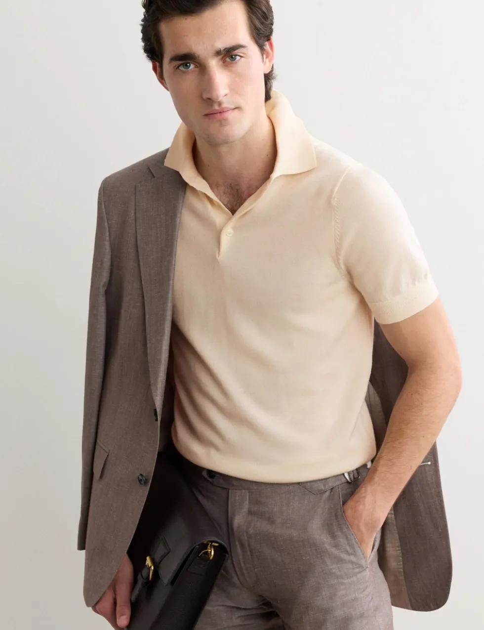 Merino Wool with Silk Knitted Polo Shirt