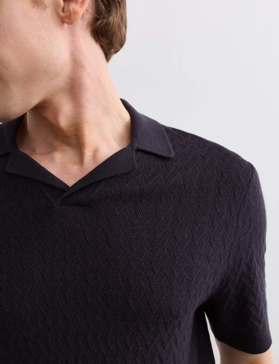 Merino Wool with Silk Knitted Polo Shirt