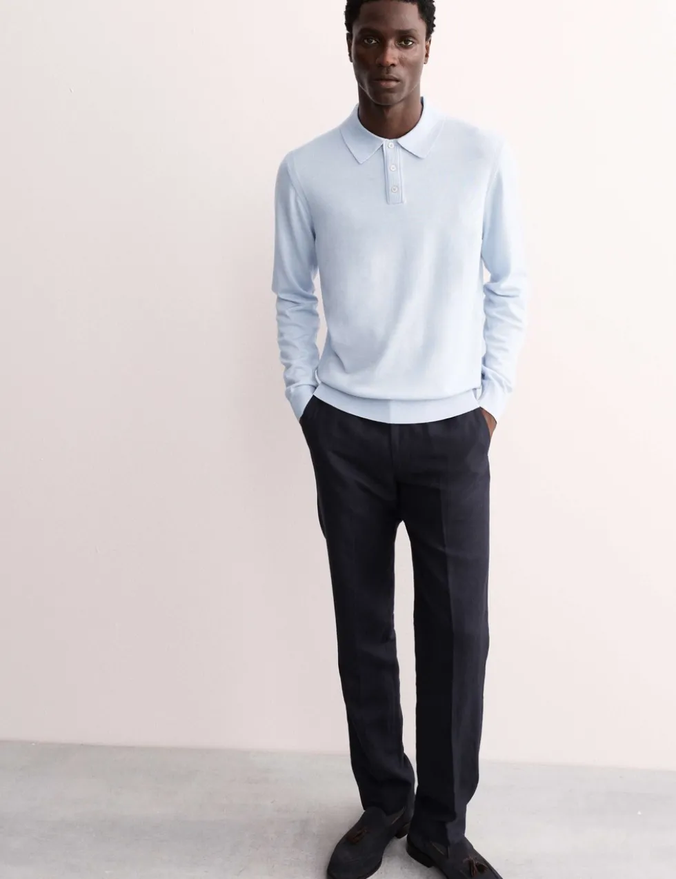Merino Wool with Silk Knitted Polo Shirt