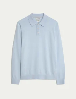 Merino Wool with Silk Knitted Polo Shirt