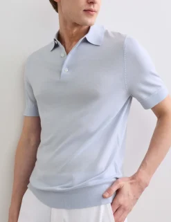Merino Wool with Silk Knitted Polo Shirt