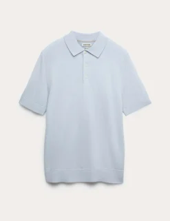 Merino Wool with Silk Knitted Polo Shirt