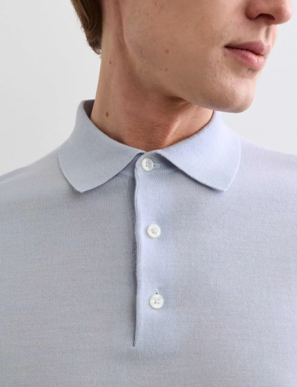 Merino Wool with Silk Knitted Polo Shirt