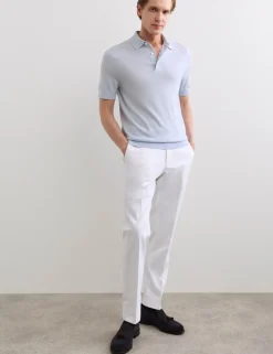 Merino Wool with Silk Knitted Polo Shirt
