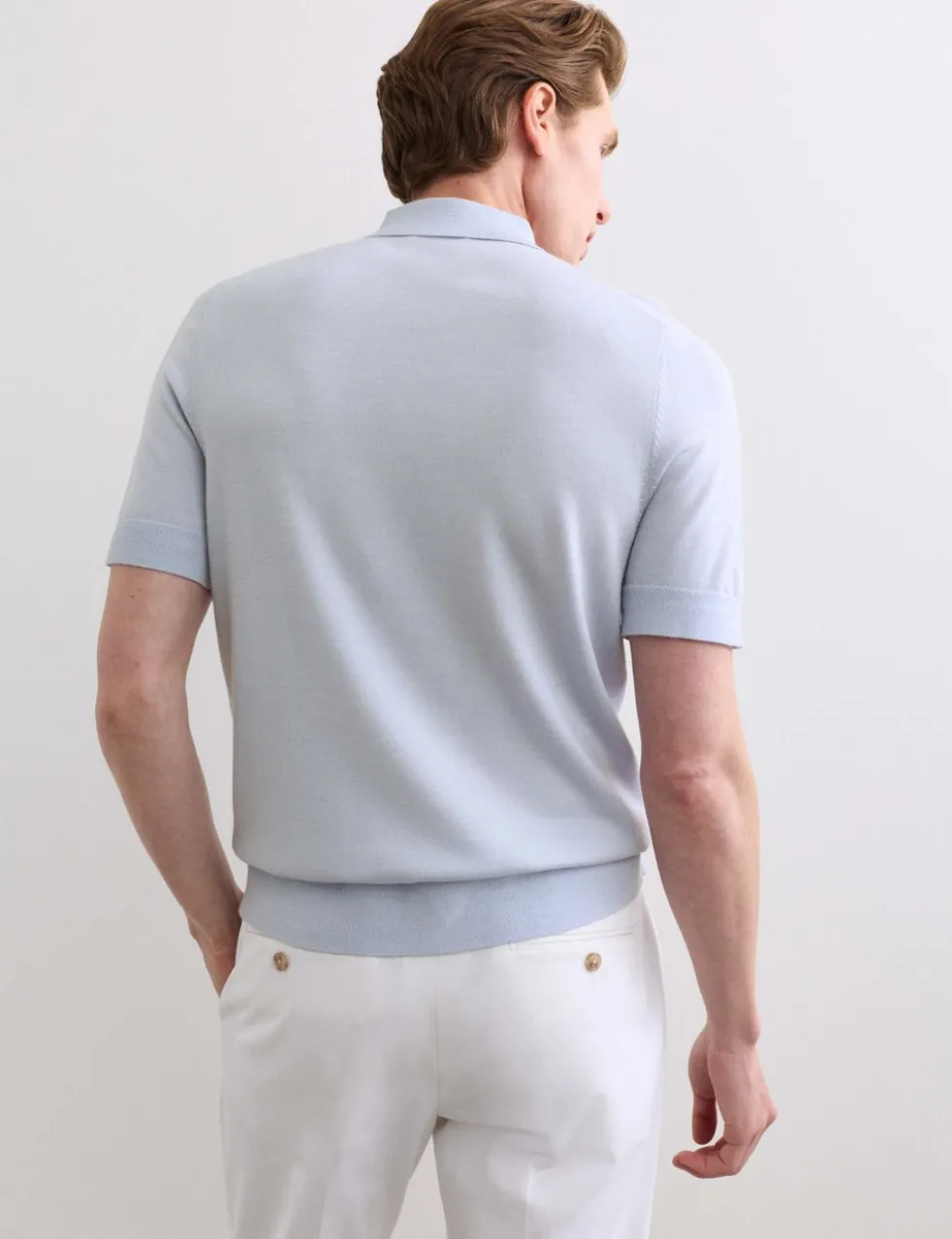 Merino Wool with Silk Knitted Polo Shirt