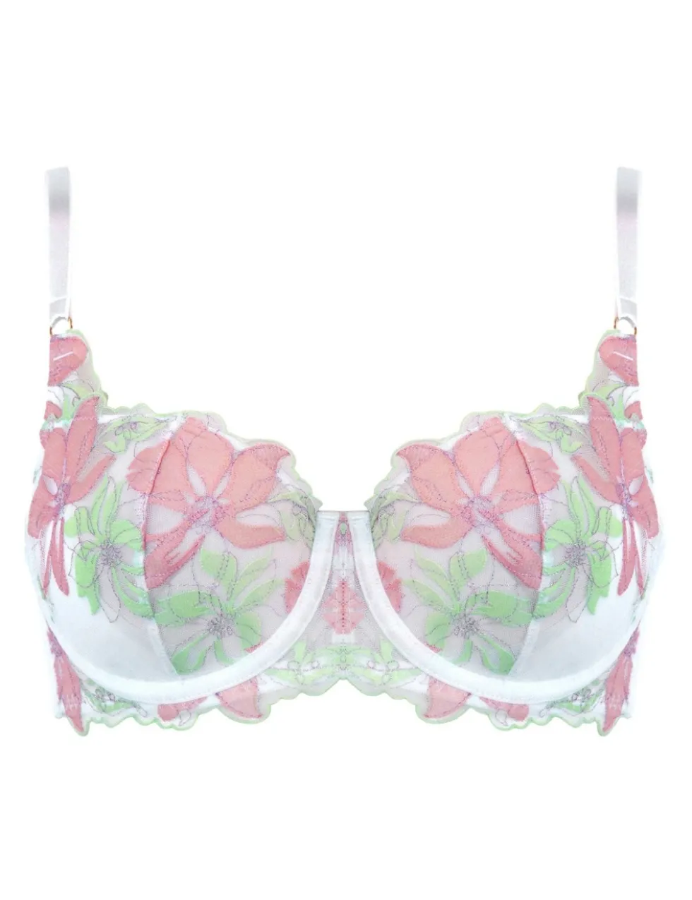 Mesh Embroidered Wired Full Cup Bra