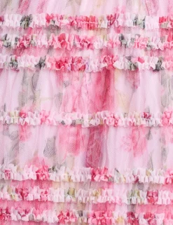 Mesh Floral Frill Detail Top