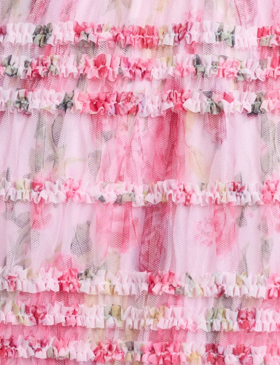 Mesh Floral Frill Detail Top