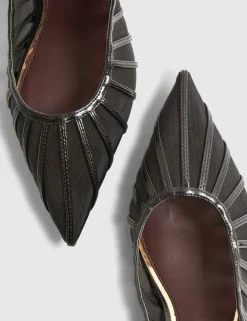 Mesh Kitten Heel Pointed Court Shoes