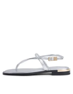Metallic Ankle Strap Block Heel Sandals