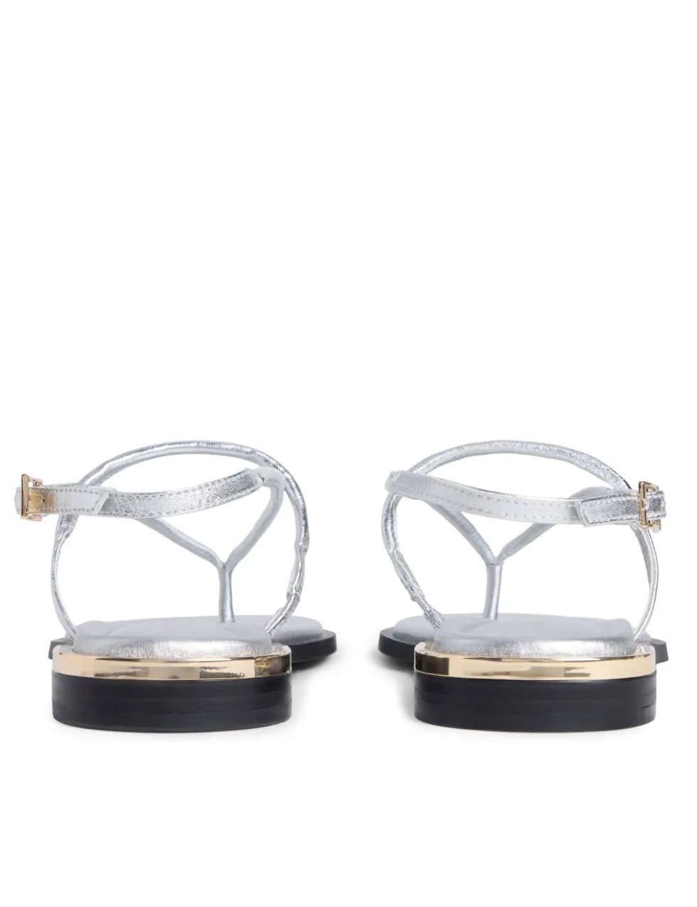 Metallic Ankle Strap Block Heel Sandals