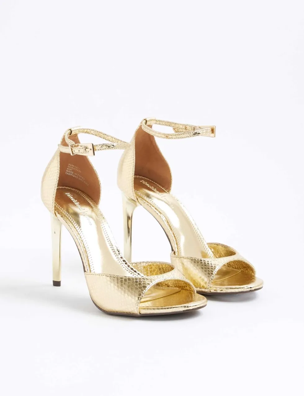 Metallic Closed Back Open Toe Stiletto Heels