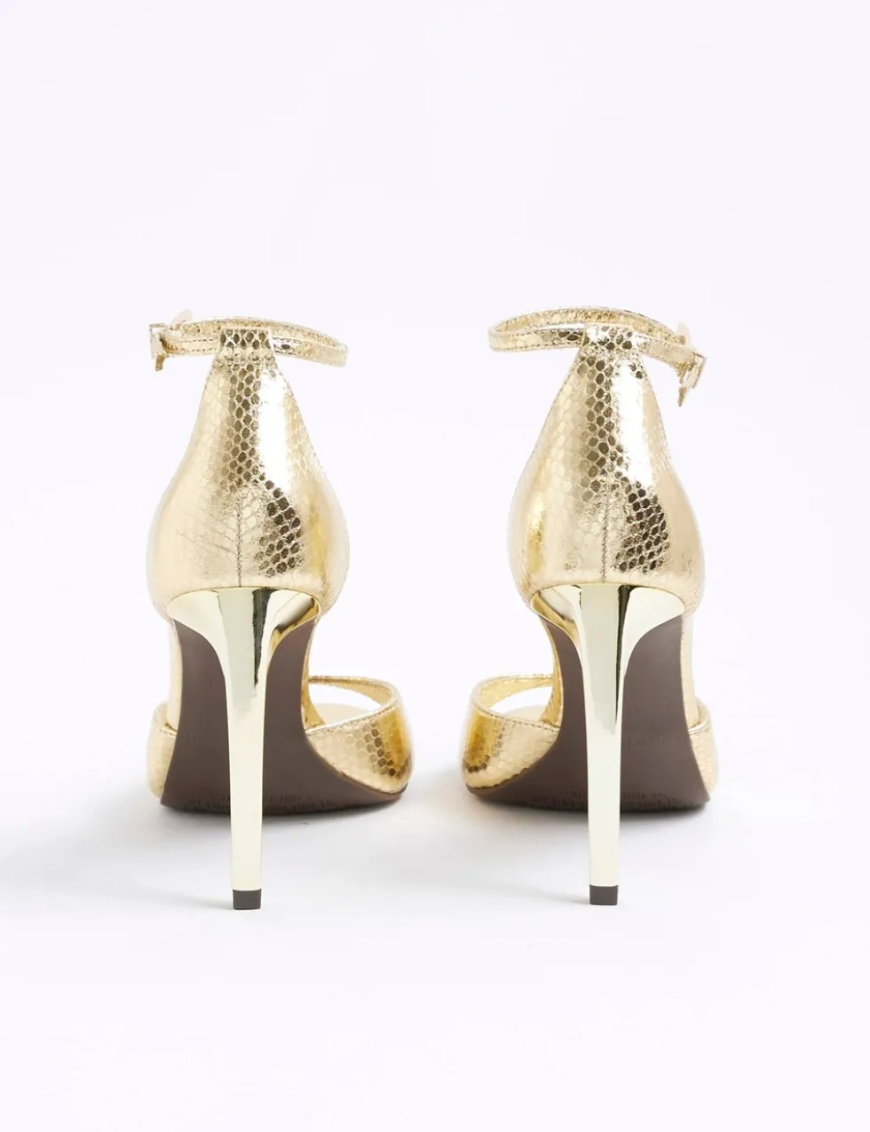Metallic Closed Back Open Toe Stiletto Heels