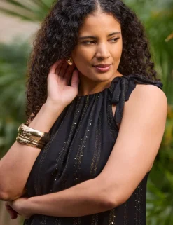 Metallic Halter Neck Maxi Tiered Dress