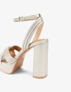 Metallic Platform Block Heel Sandals